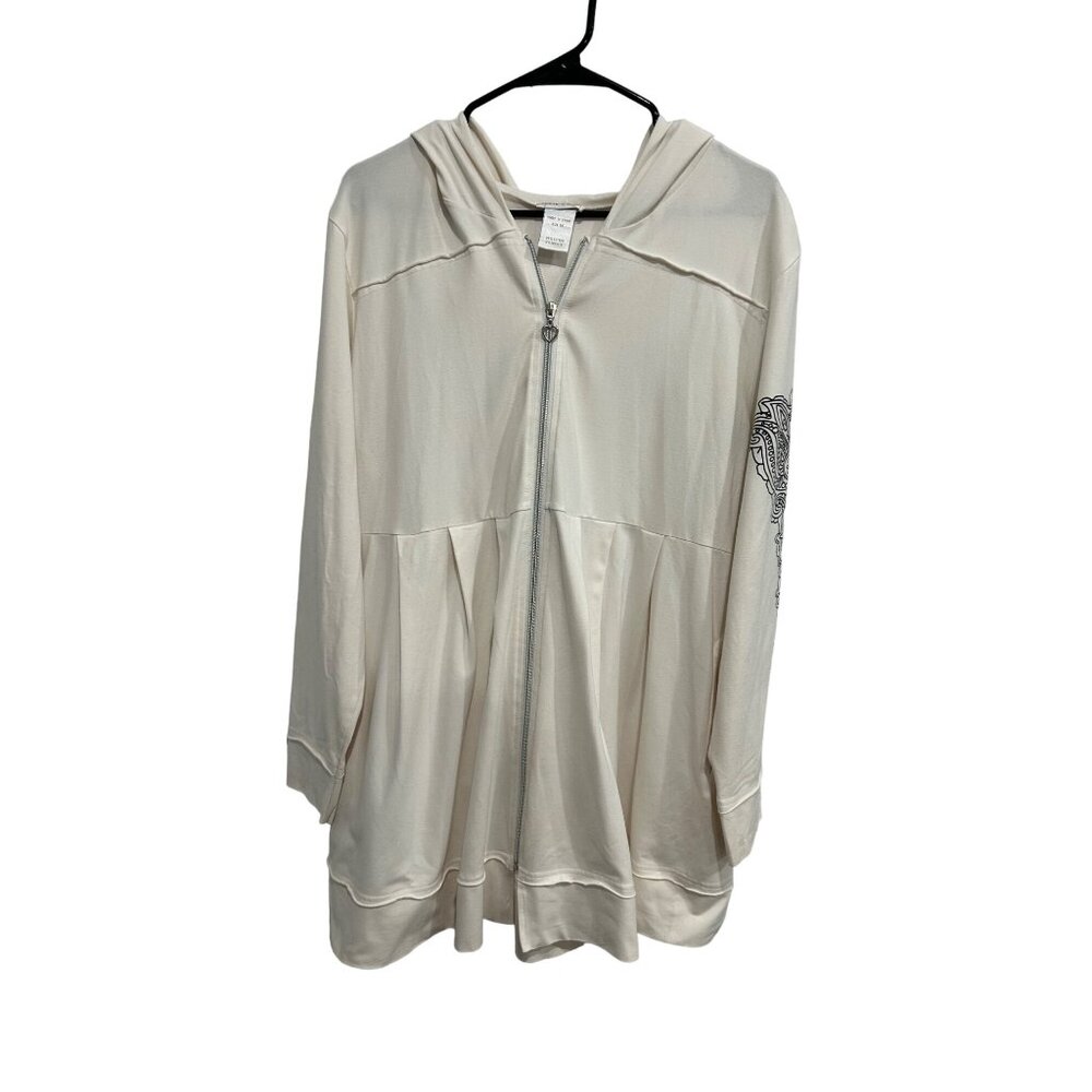 Monroe & Main Hoodie Jacket Beige Long Sleeve Zip Up Mandala Arm Design Sz 1X